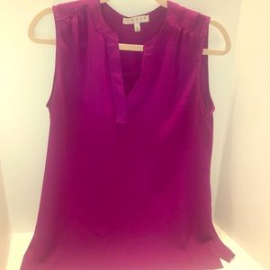 Sleeveless purple blouse